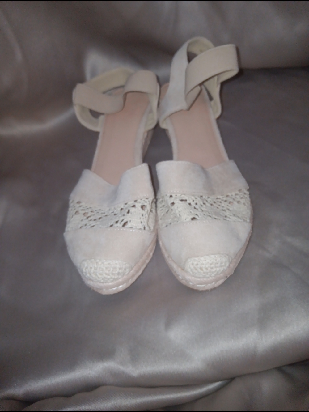 Women's Crochet-Detail Ankle-Strap Espadrilles in Cream